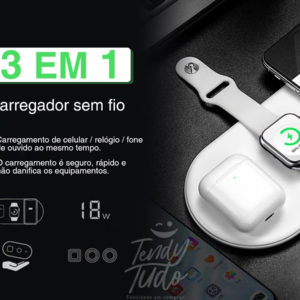 Carregador Sem Fio AirPower 3em1 Iphone Apple Watch AirPods