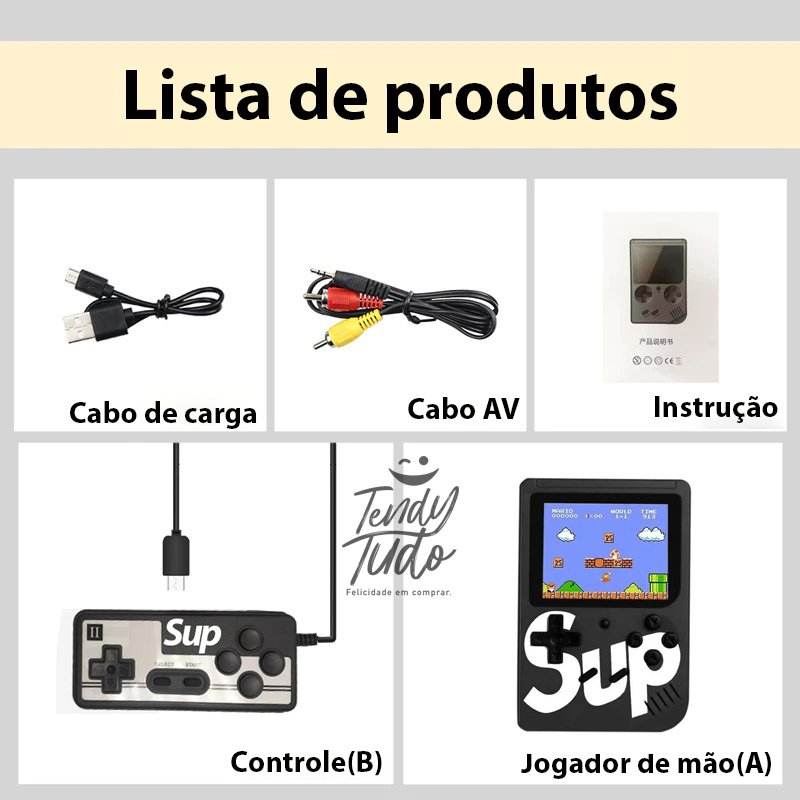 Super Mini Game Retrô Lcd 400 Jogos Portátil Av Com Controle 2 Players