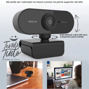 Webcam Full Hd 1080p Mini 360 Plug And Play Usb C/ Microfone